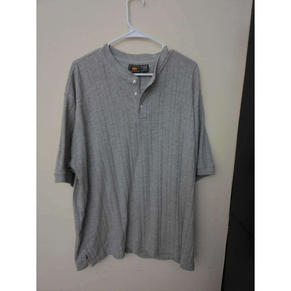 Route 66 Ribbed Henley T-Shirt Mens Gray Size XL Short Sleeve Cotton Blend
